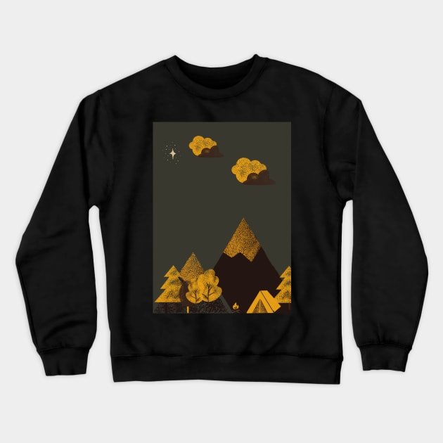 Camping in the nature, Outdoors lover gift. Mountains and wilderness. Crewneck Sweatshirt by waltzart